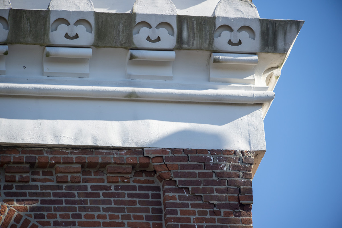 The steeple at First Presbyterian Church in Franklin was damaged during a strong storm on Tuesday night.