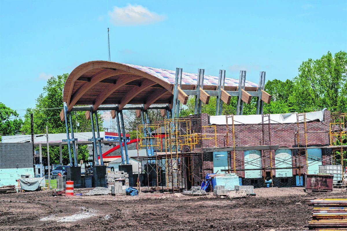 Construction continues on the Youngs Creek Park amphitheater on Monday in Franklin.  Scott Roberson | Daily Journal