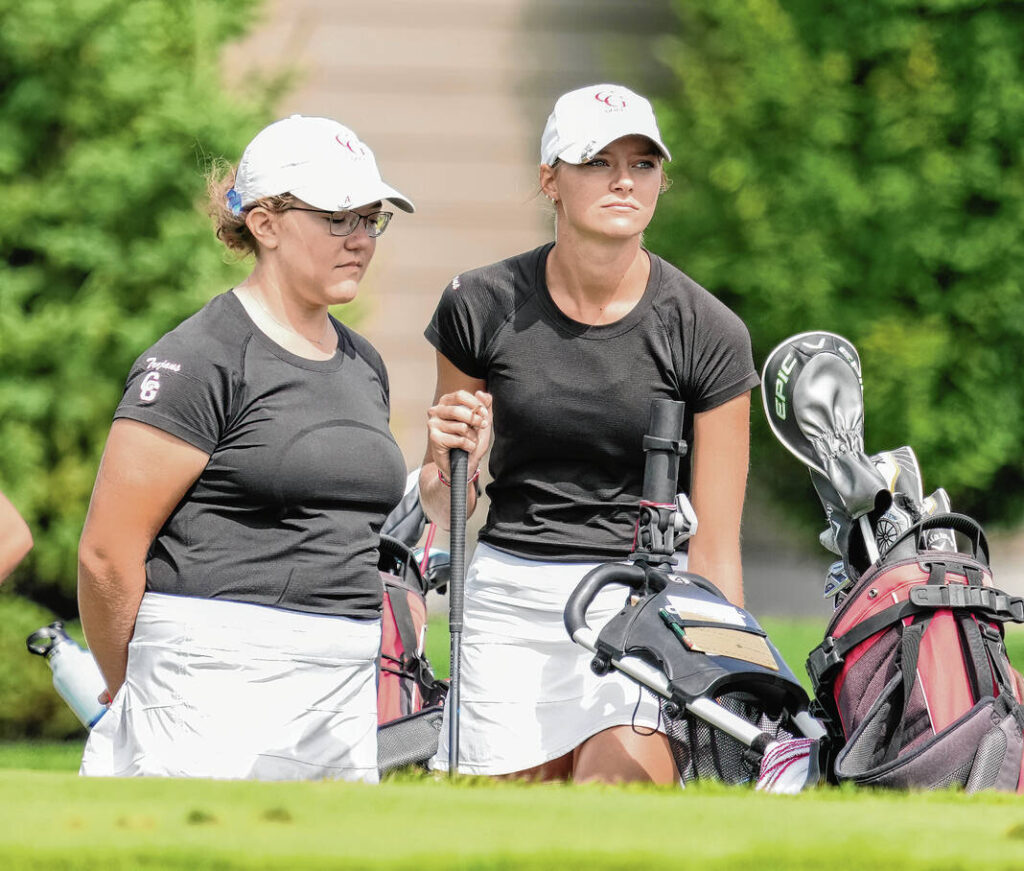 Camille Short, left, and Sage Parsetich helped Center Grove girls golf to a state runner-up finish. Daily Journal file photo