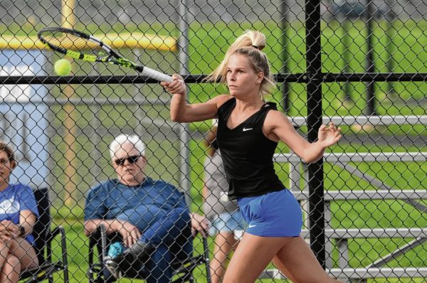 Franklin girls tennis defeats rival Center Grove