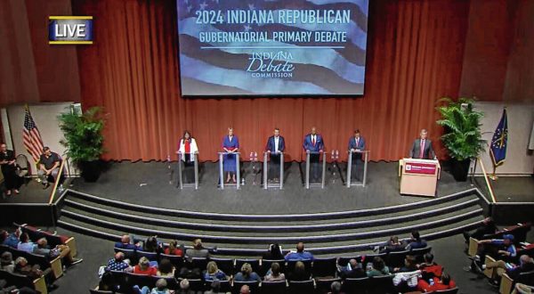 Indiana’s GOP gubernatorial candidates focus on moderator, not Braun, during final debate